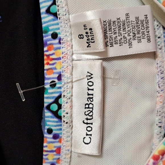 Croft & Barrow Multicolor Semi-Sheer Bottom Tankini Top. Size 8 NWOT - Picture 9 of 10